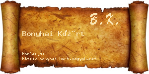 Bonyhai Kürt névjegykártya